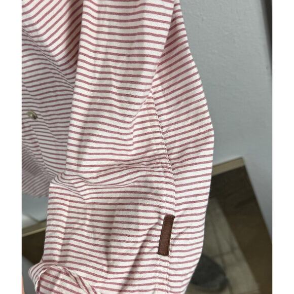 Ben Sherman‎ blouse Large Red white stripes button-up Pocket short sleeve - Picture 4 of 6